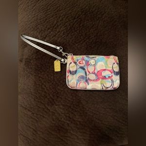Coach wristlet pink blue green white navy - like new